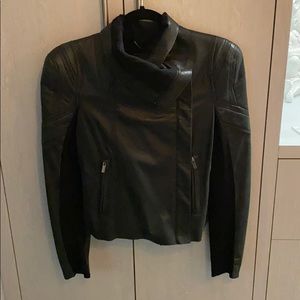 BCBG Mazazria Black Leather Jacket size S